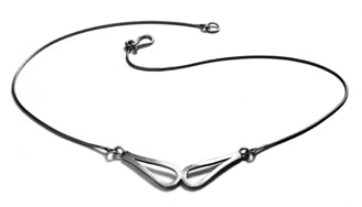 LOOP $170-sterling silver double loop necklace with sanding disk texture (16" snake chain)